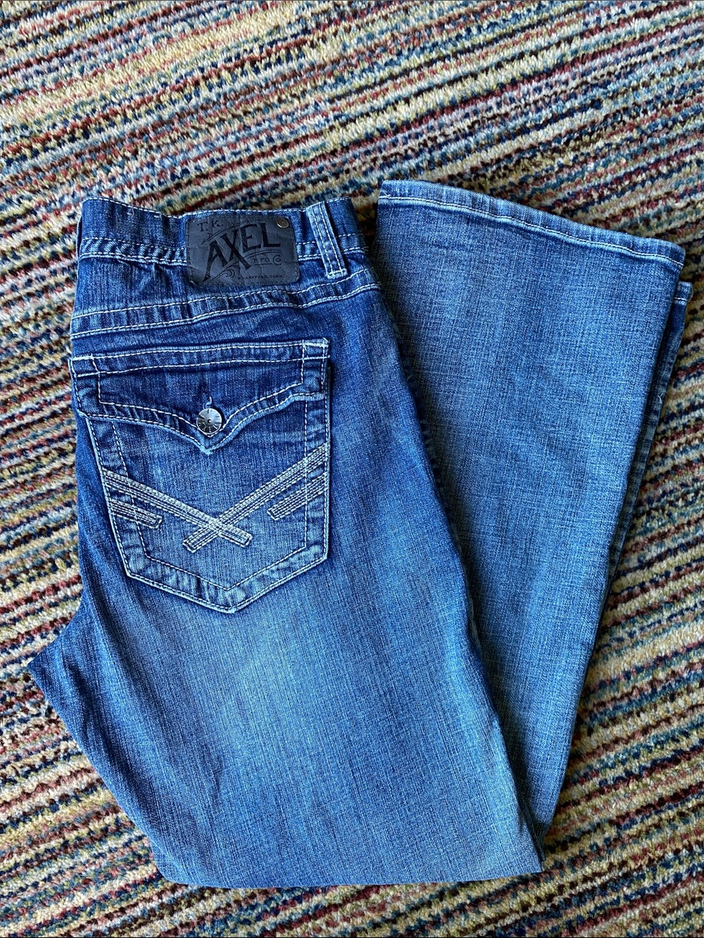 AXEL Blue Denim Vintage Boot Jeans with Embroidered Back Pockets 34x32